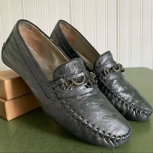 Robert Zur Ostrich Driving Mocs/Loafers w Metal Deco
